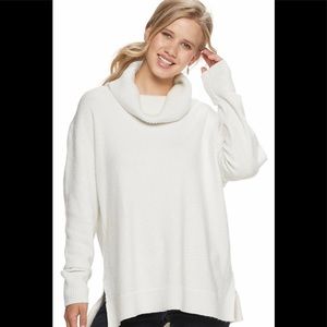 white cowlneck sweater